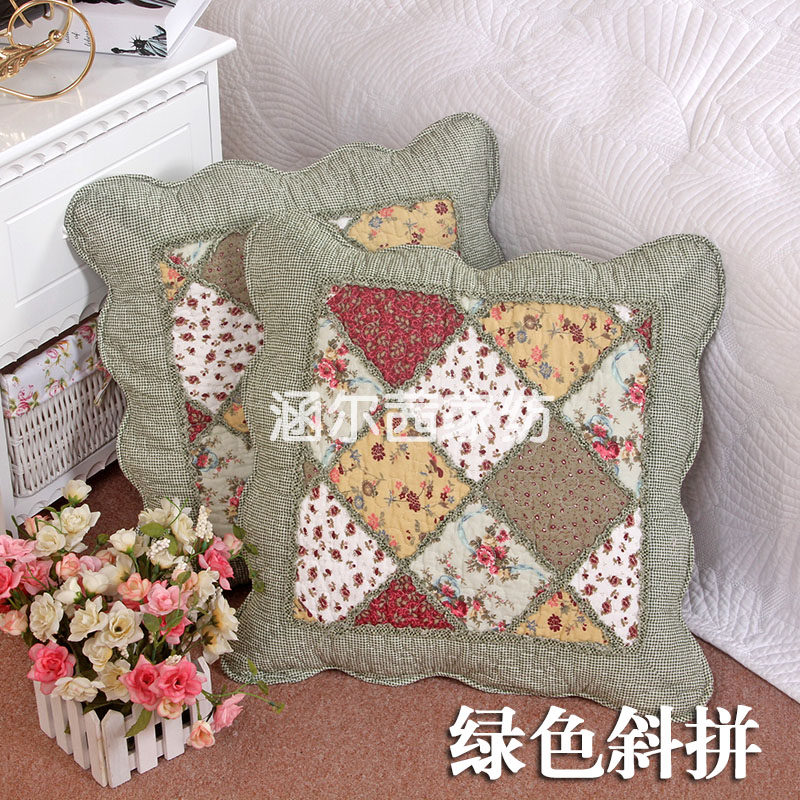 新品包邮全棉绗缝靠背套布艺沙发抱枕套靠垫套田园汽车靠背不含芯