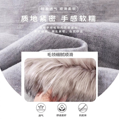 加绒加厚卫衣外套女毛领上衣秋冬季2025新款连帽开衫校服内搭