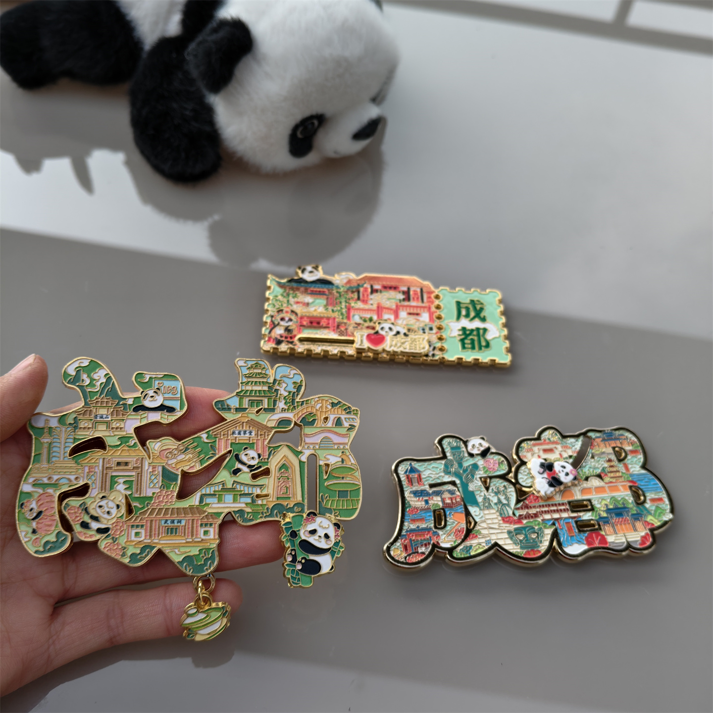 创意珐琅熊猫三星堆磁性冰箱贴