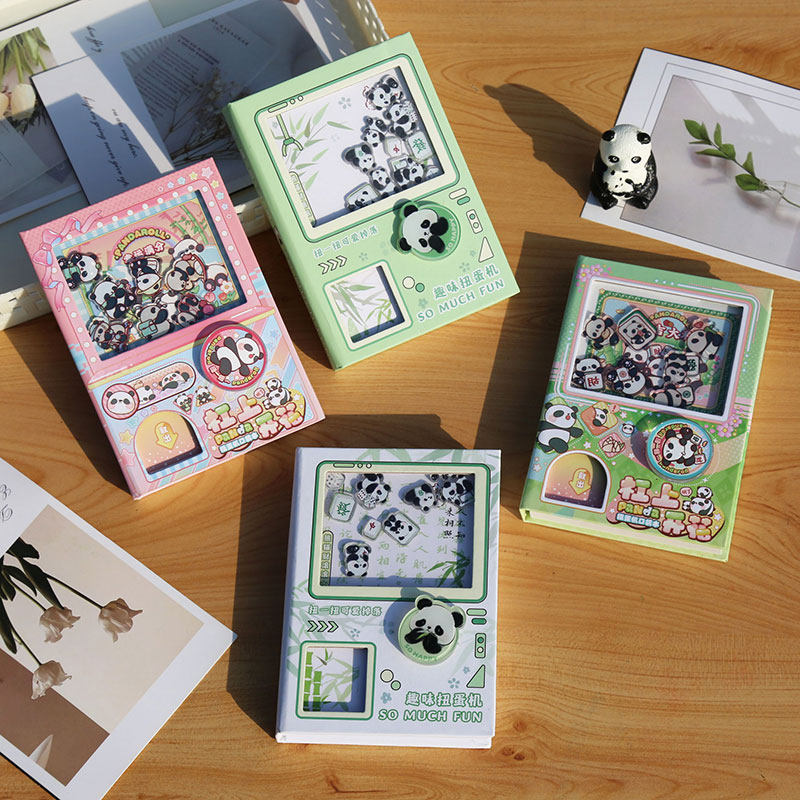 新款熊猫翻转扭蛋机本小学生本子手账本解压摇摇安静书口袋笔记本,节庆用品/礼品,文化创意文具,淘宝优惠券,粉丝福利购,淘宝优惠卷