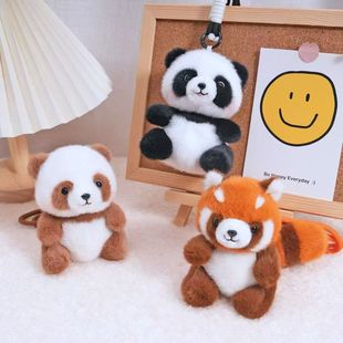 创意熊猫七仔浣熊公仔挂件手腕绳背包扣饰品钥匙扣送朋友成都纪念