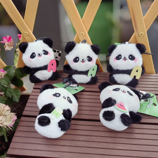 可爱熊猫毛绒挂件钥匙扣背包挂成都基地同款情侣挂字母挂件纪念品
