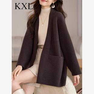 大版宽松高级感气质慵懒风毛衣短外套女秋冬季新款超好看大衣开衫