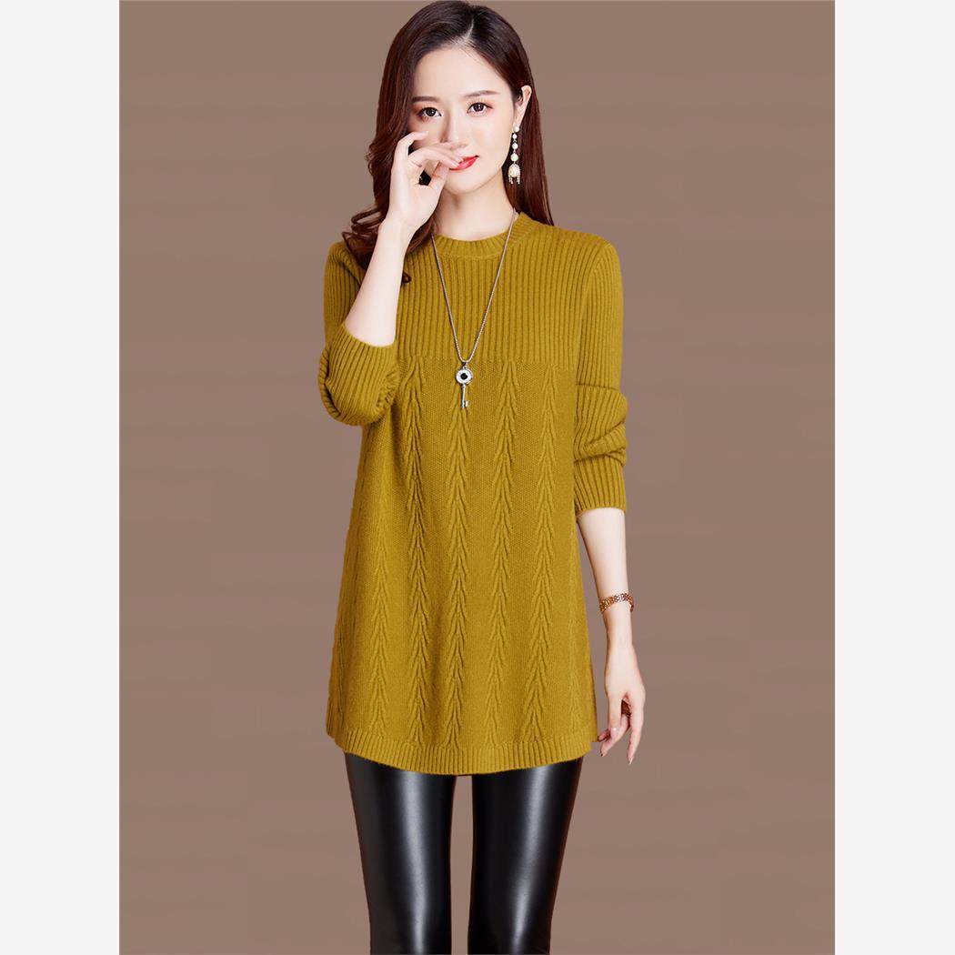 配大衣毛衣连衣裙女士新款2025秋冬季中长款洋气遮屁股上衣打底衫