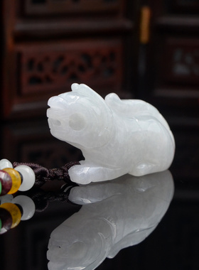 天然a货翡翠老虎吊坠缅甸玉老虎挂坠立体玉生肖老虎挂件10413