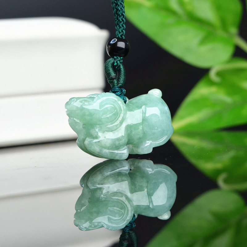 天然a货翡翠羊挂件缅甸羊吊坠立体十二生肖羊玉坠生日礼物附证书