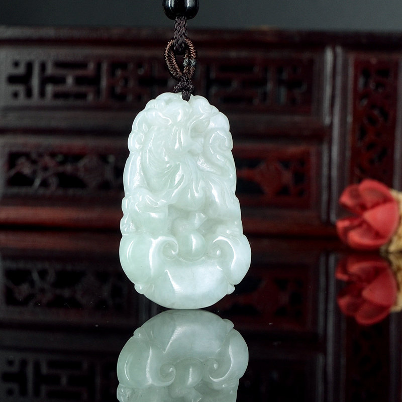 天然a货翡翠虎挂件A货缅甸玉虎吊坠生肖虎玉佩属相虎挂坠20402