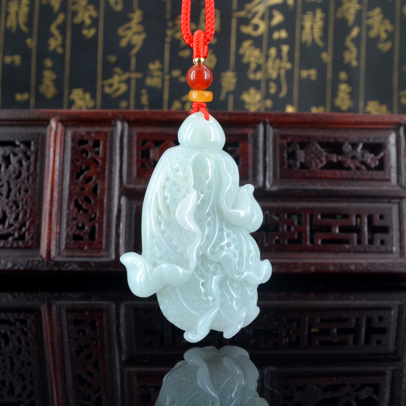 天然A货翡翠白菜吊坠缅甸玉百财挂件玉白菜挂坠花件玉佩项链266