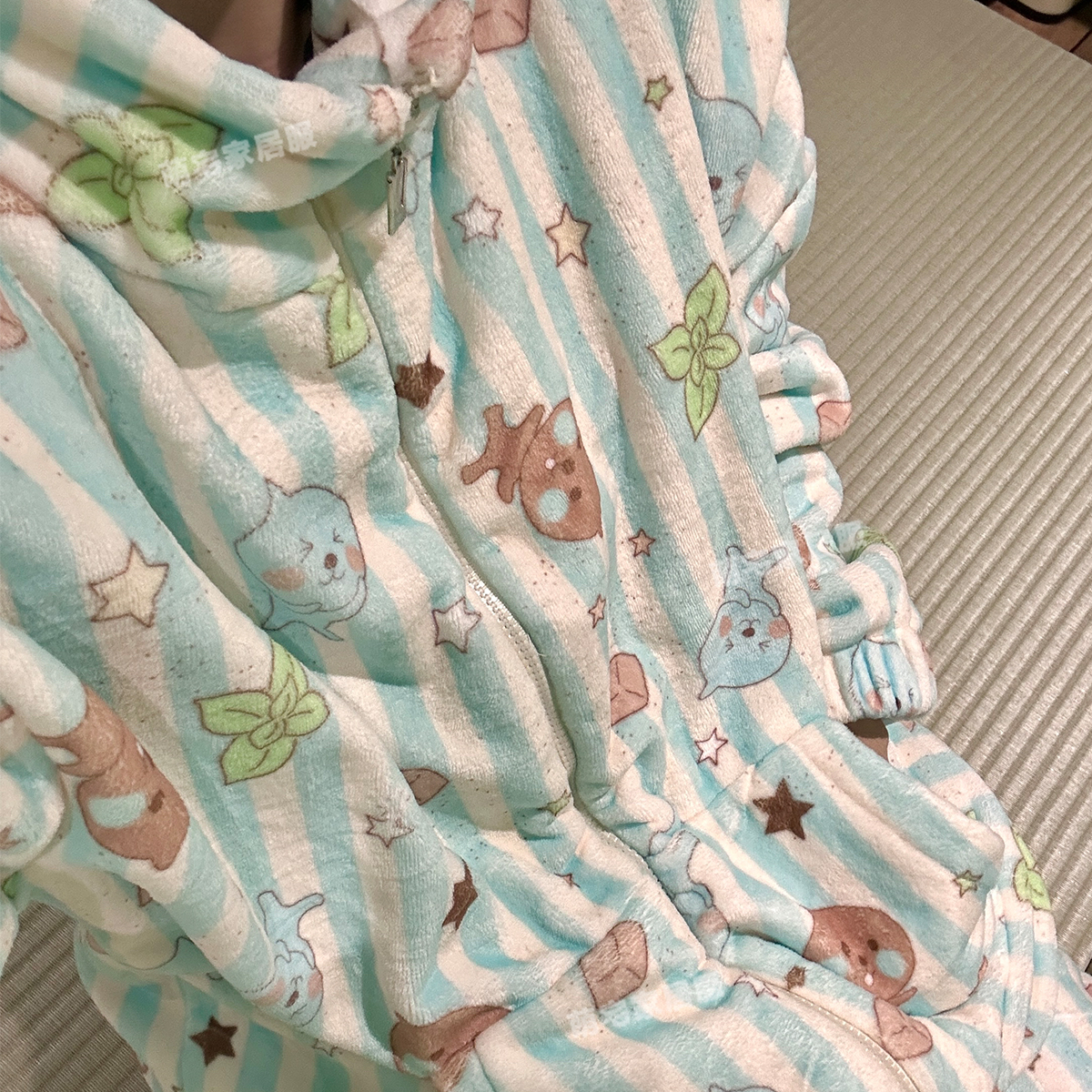 可爱酷儿法兰绒拉链休闲家居服