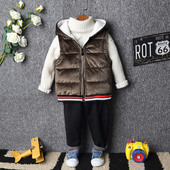 洋气 加绒儿童连帽马甲男童背心加厚女宝宝外穿马夹秋冬装 反季 童装