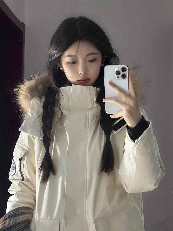 大毛领派克羽绒棉服女秋冬季2025新款加厚保暖短款工装棉衣外套潮