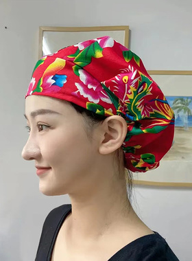 纯棉花布包头帽铁锅炖帽子