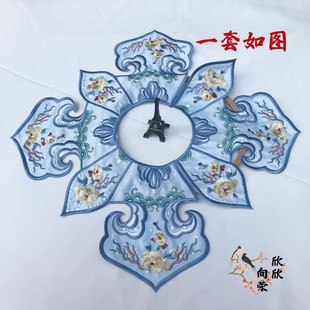 欣欣向荣汉服云肩缎布刺绣布片古装民族风彩色绣花假领子小披风装