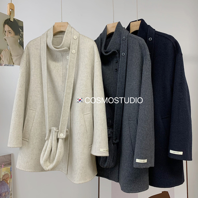 韩国东大门包包款羊毛大衣外套