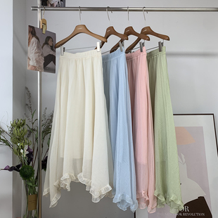 设计感不规则设计感蓬蓬纱百褶裙半身长裙女仙气飘飘2026春夏新款