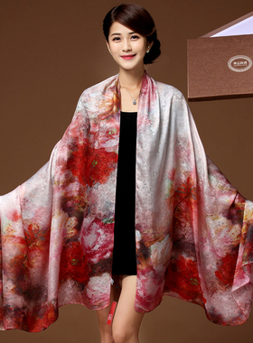 真丝丝巾百搭春秋夏送妈妈围巾