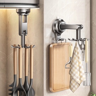 日本进口MUJIE吸盘厨房旋转挂钩置物架墙上壁挂式架厨具收纳神器