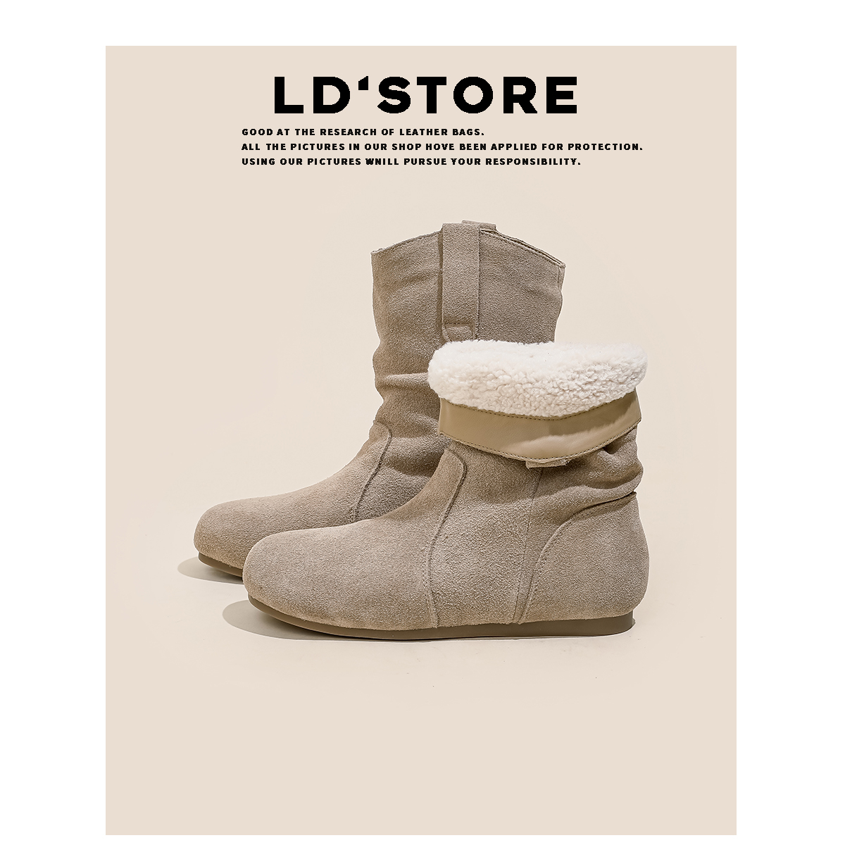 【退换包邮免费试穿】真皮雪地靴