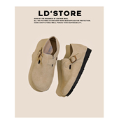 博肯单鞋 女一脚蹬包头拖鞋 限时88 真皮踩屎感内增高全包勃肯鞋