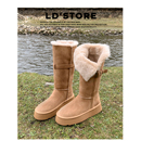 内增高厚底棕色长筒雪地靴女2025冬新款 两穿加绒加厚中筒东北棉鞋