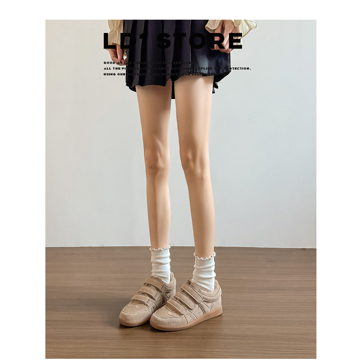 真皮~厚底德训鞋女2026年春季新款复古软底魔术贴休闲运动阿甘鞋,女鞋,德训鞋,淘宝优惠券,粉丝福利购,淘宝优惠卷