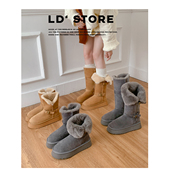 内增高中筒加绒保暖东北灰色高筒棉鞋 厚底雪地靴长筒2025新款 冬季