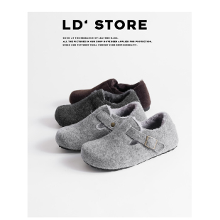 女2025冬季 内增高加绒勃肯鞋 新款 灰色毛毛鞋 雪地靴 棉鞋 限时98