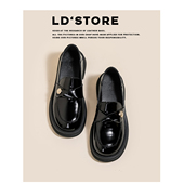 限时98 真皮 内增高小金币厚底乐福鞋 女秋季 英伦粗跟jk小皮鞋