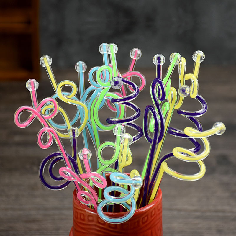 亚克力艺术棒 创意调酒棒 螺旋搅拌棒调汁棒可反复使用果汁棒10支