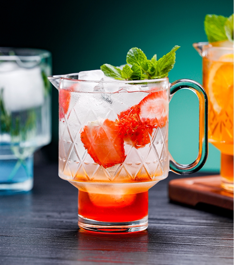 ins网红玻璃杯新款可叠水果茶杯奶茶杯玻璃热饮茶果汁杯餐饮杯