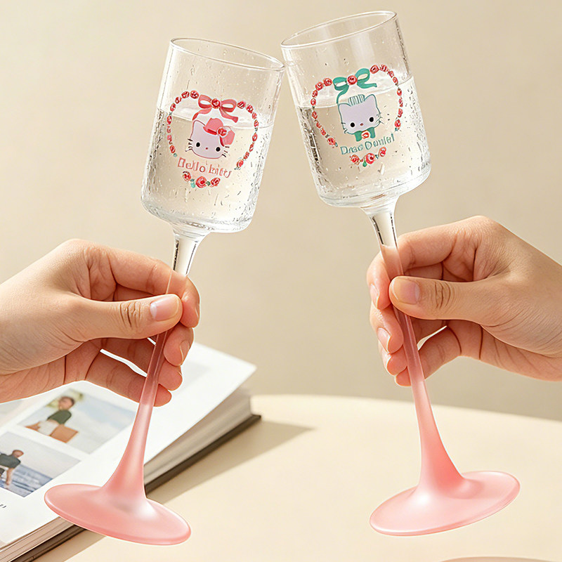 日式高颜值高脚香槟杯起泡甜酒杯浪漫仪式感葡萄酒玻璃鸡尾酒杯