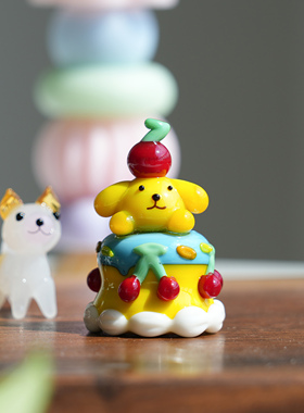 琉璃手作卡通治愈可爱小狗奶油蛋糕桌面摆件盲盒手办公仔生日礼物