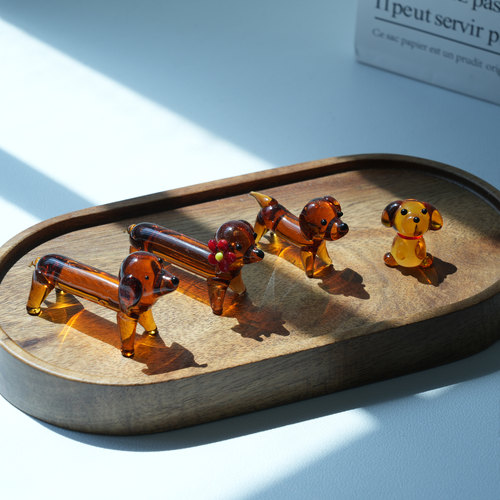 手作琉璃腊肠狗公仔摆件