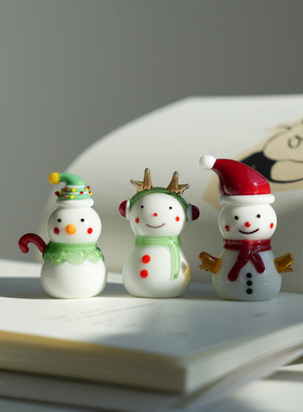 琉璃手作可爱冬日小雪人车载桌面摆件治愈公仔装饰礼品氛围感礼物