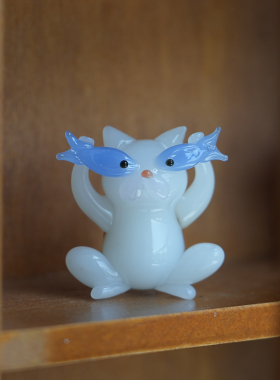 琉璃手作猫猫侠盲盒车载桌面摆件