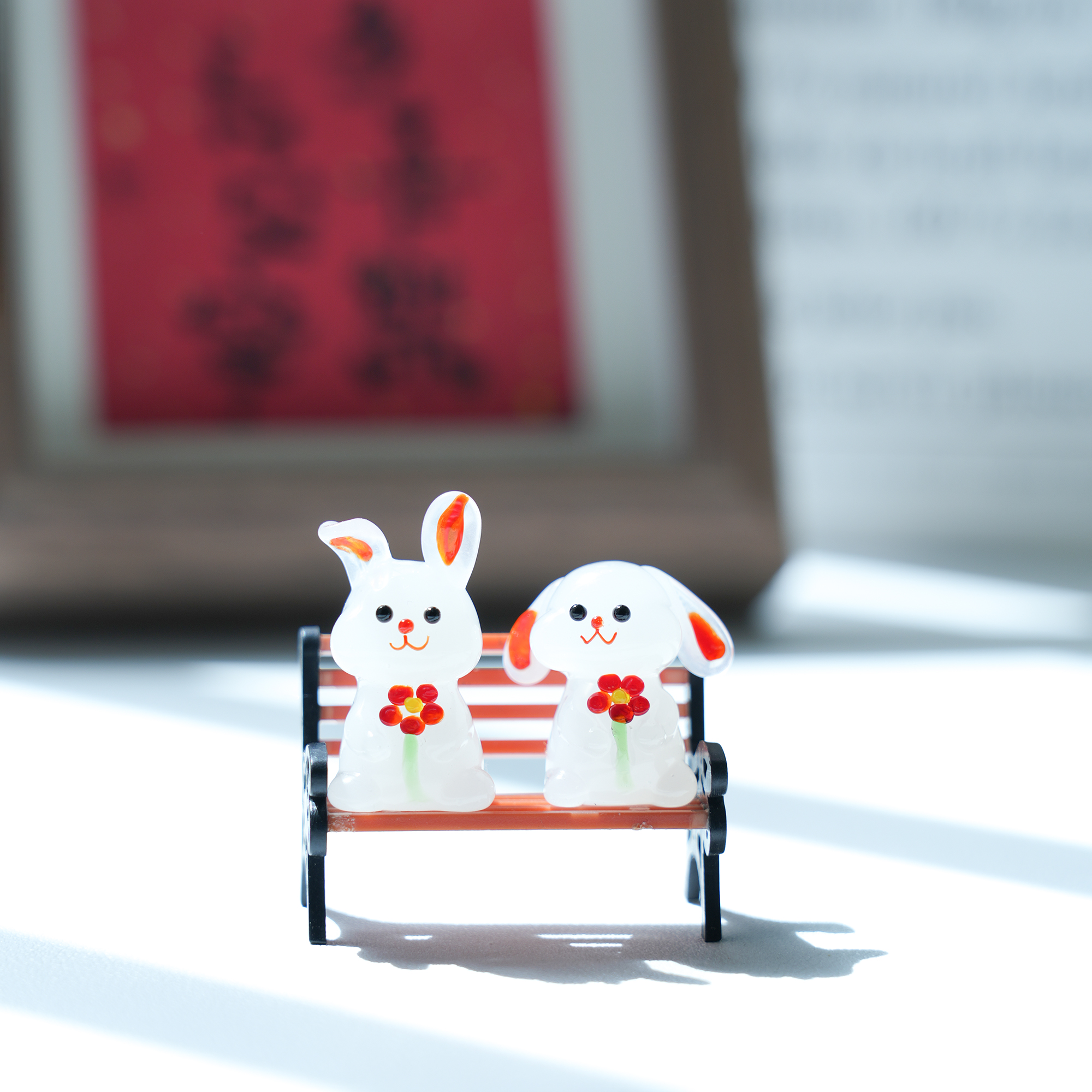 可爱琉璃小兔子桌面家居卡通摆件