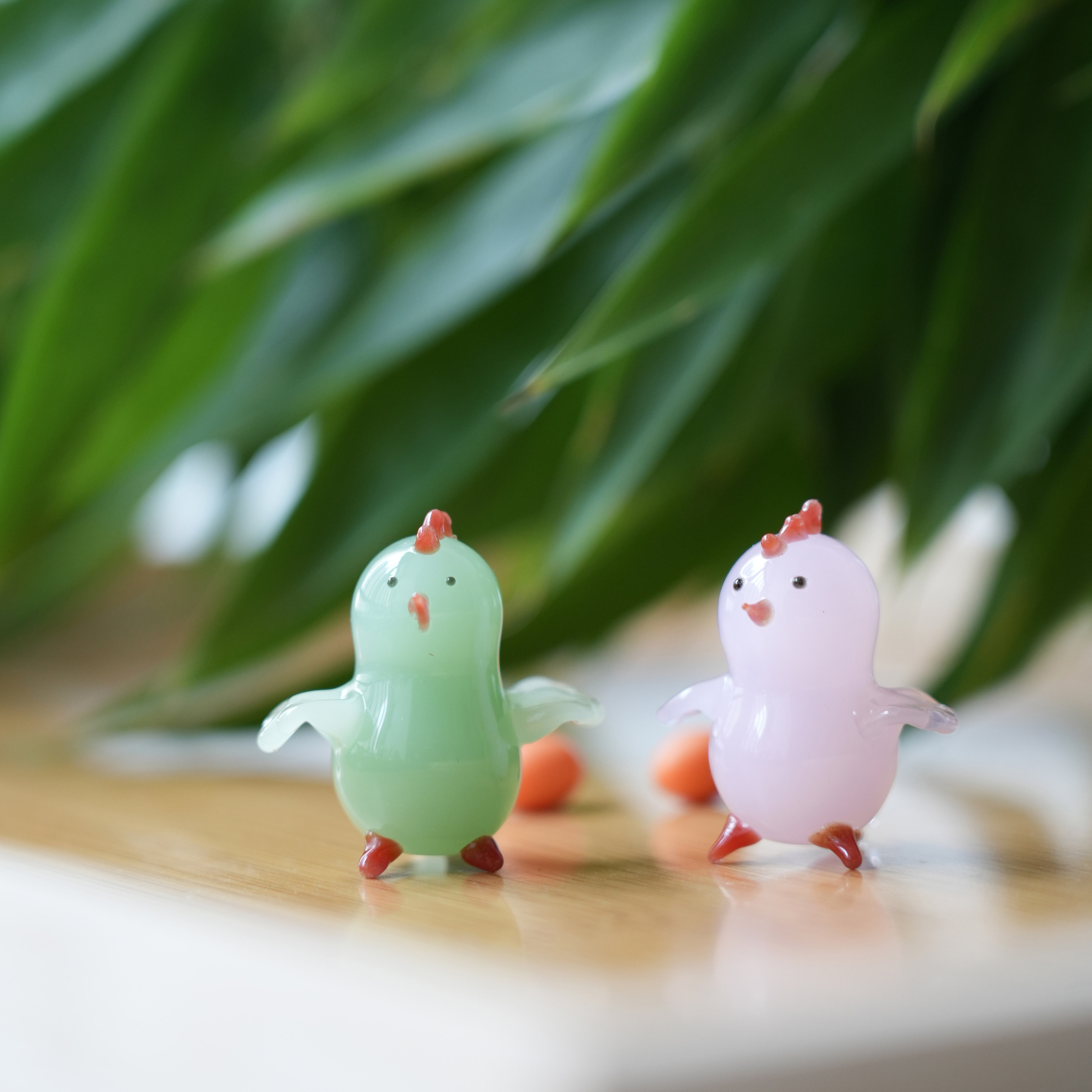 纯手工琉璃治愈可爱公鸡桌面摆件