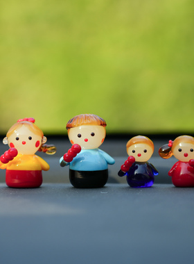 琉璃手作幸福一家人车载桌面摆件可爱治愈糖葫芦公仔寓意幸福礼物