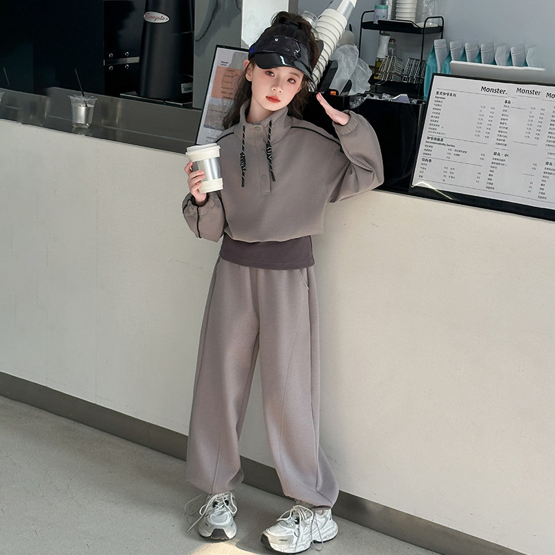 女大童套装秋季2026新款韩版洋气中大童卫衣两件套学生休闲运动服