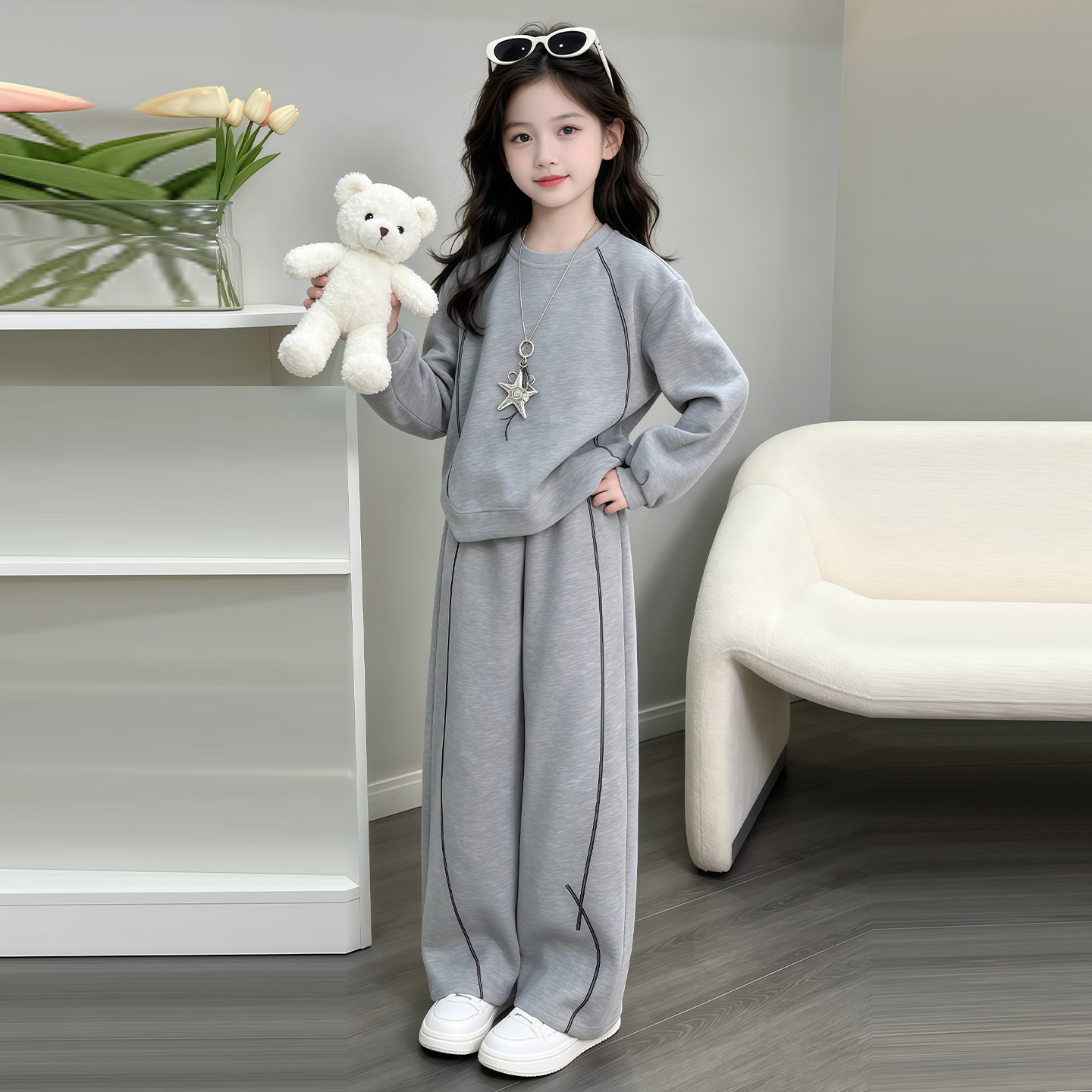 女童秋装套装2026新款韩系洋气中大童休闲卫衣裤子两件套运动服