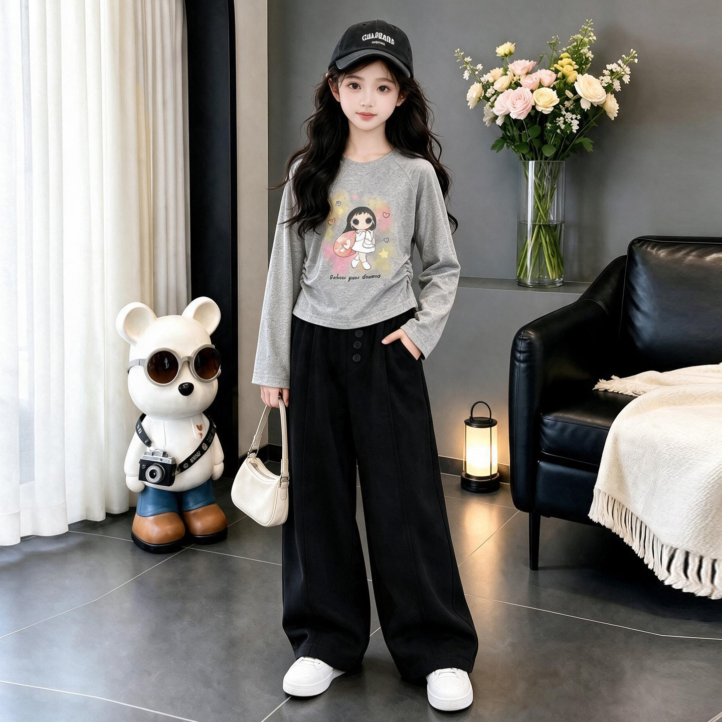 女大童秋装套装2026新款韩版洋气卫衣两件套中大童学生休闲运动服