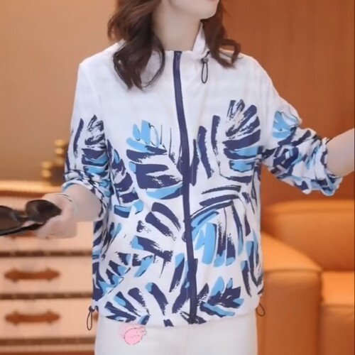 夏季妈妈洋气印花防晒衣女