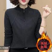 加绒打底衫 时尚 洋气拉链开衫 秋冬新款 长袖 卫衣早春百搭上衣T恤