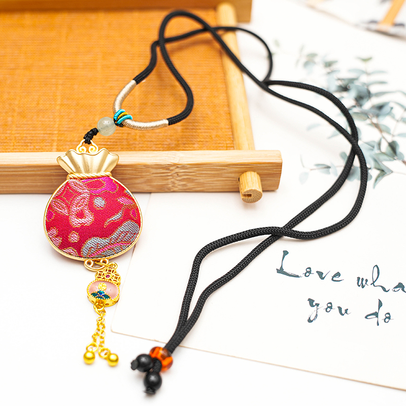 宋锦真丝【钱袋子】项链国风彩色简约古风纯手工