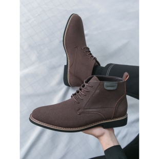 马丁靴男款春季高帮男鞋2025新款真皮中帮皮鞋翻毛工装靴复古男靴