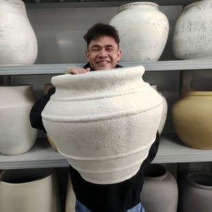 大陶罐龙鳞春羽花盆侘寂风南法风宋式美学酒店民宿咖啡厅庭院花盆