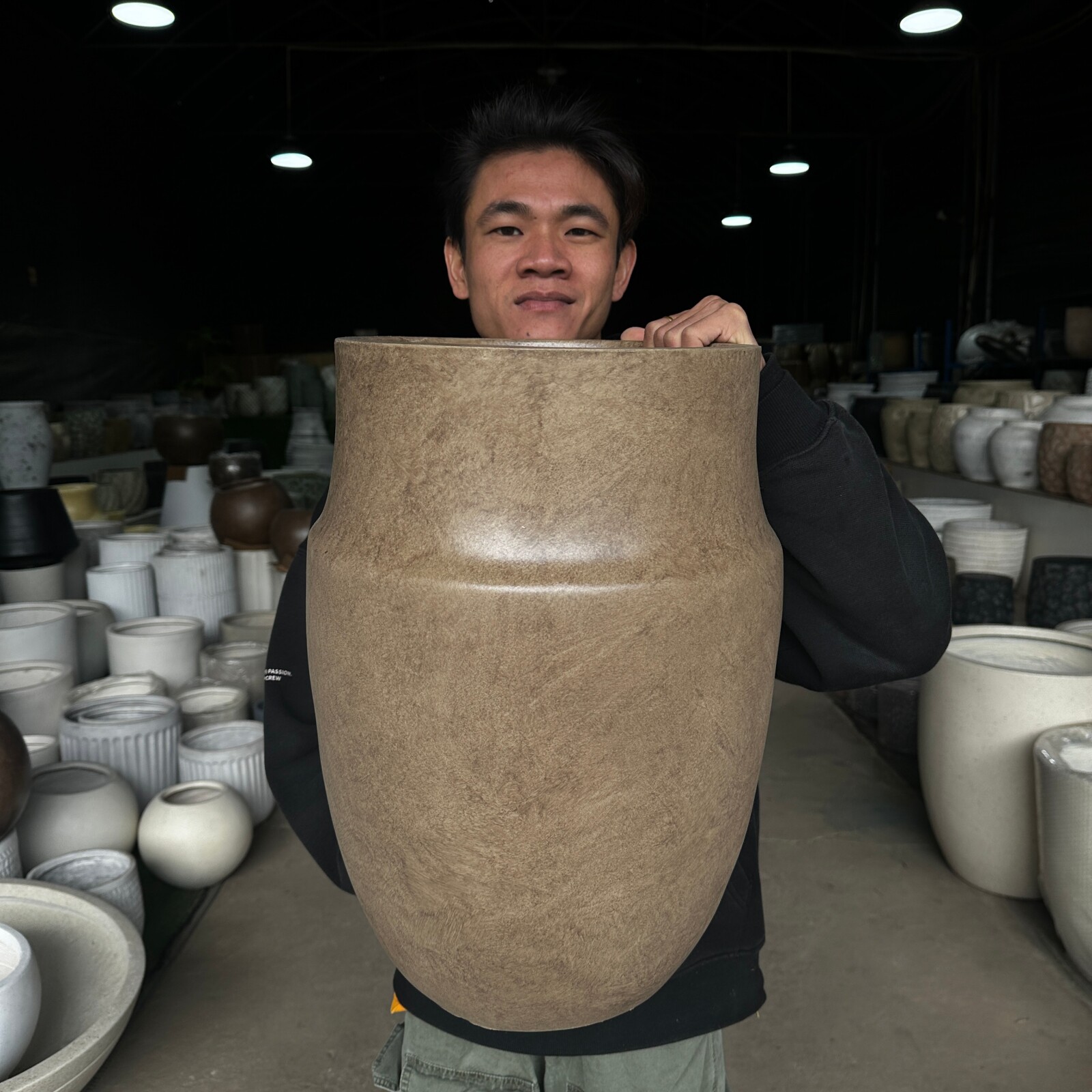 特大口径中古风陶罐镁泥盆龙鳞春羽花盆南法风落地侘寂风专用花盆