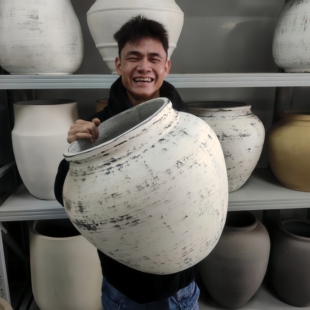 大陶罐酒店民宿咖啡厅花盆侘寂风落地室内外美容院商业种树大花盆