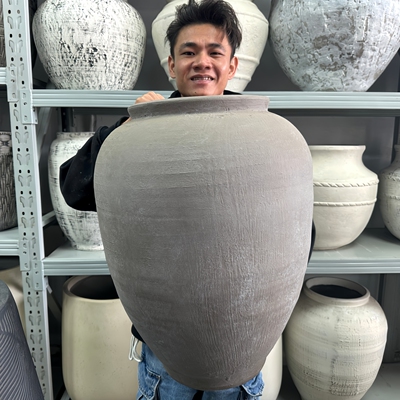 超大口径高级感复古陶罐坛子三角梅花盆侘寂风中古风落地镁泥花盆