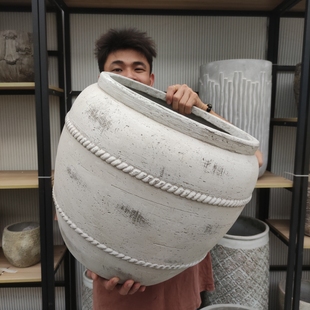 大口径陶罐大绿植花盆美容院商业酒店民宿咖啡厅诧寂风种树大花盆